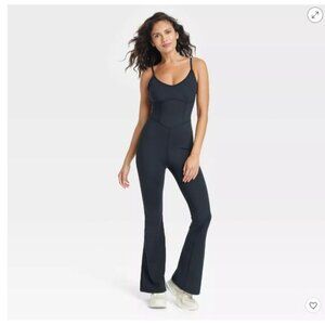 Joylab Women's Jumpsuit Flare Leg Open Back Athleisure Athletic Black XL